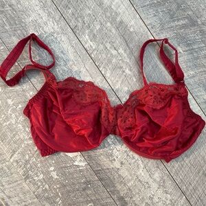 Vintage Vassarette #4317 1970’s Underwire Bra Maroon Red Nylon Lace Size 34D
